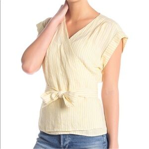 Frame Denim Wrap Linen Top in Golden Haze